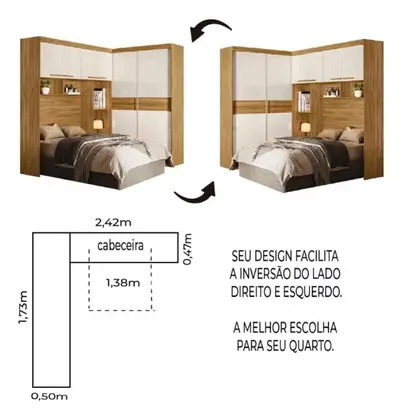 Imagem de Guarda Roupa Casal Modular Flórida Com 6 Portas Para Cama Box 138cm - Móveis Leartam