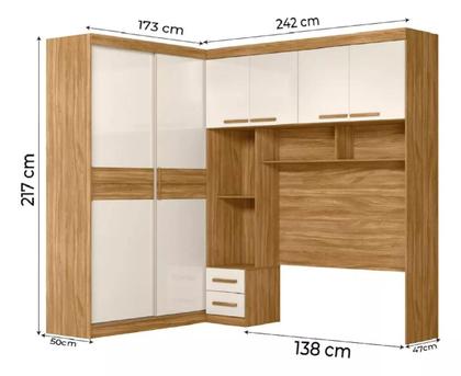 Imagem de Guarda Roupa Casal Modular Flórida Com 6 Portas Para Cama Box 138cm - Móveis Leartam