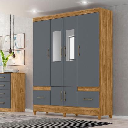 Imagem de Guarda Roupa Casal MS912 6 Portas Freijó Cinza com Espelho - Moval