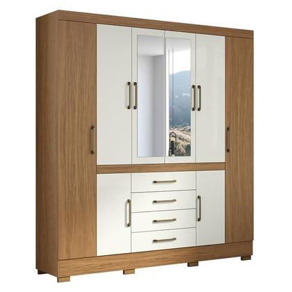 Imagem de Guarda Roupa Casal Nápole 2045149 e Armário Multiuso 2000191 e Cômoda 2014140 Atacama Off White - Aramóveis