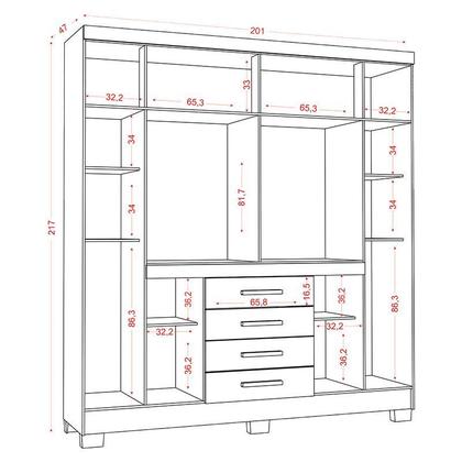 Imagem de Guarda Roupa Casal Nápole 2045149 e Armário Multiuso 2000191 e Cômoda 2014140 Atacama Off White - Aramóveis