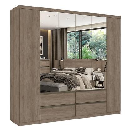 Imagem de Guarda Roupa Casal Nobre 6 Portas Full Glass Rustic Acetinado e Cabeceira Formosa Rustic- THB