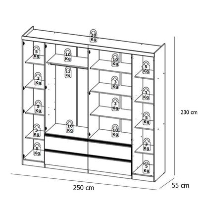 Imagem de Guarda Roupa Casal Nobre 6 Portas Full Glass Rustic Acetinado e Cabeceira Formosa Rustic- THB