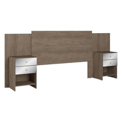 Imagem de Guarda Roupa Casal Nobre 6 Portas Rustic Off White e Cabeceira com Mesas de Cabeceira Formosa Glass Rustic- THB