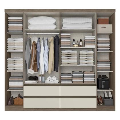Imagem de Guarda Roupa Casal Nobre 6 Portas Rustic Off White e Cabeceira Formosa Glass Rustic- THB