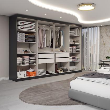 Imagem de Guarda-Roupa Casal Odisseia 8 Portas 4 Gavetas com Espelho Preto - Panorama Móveis
