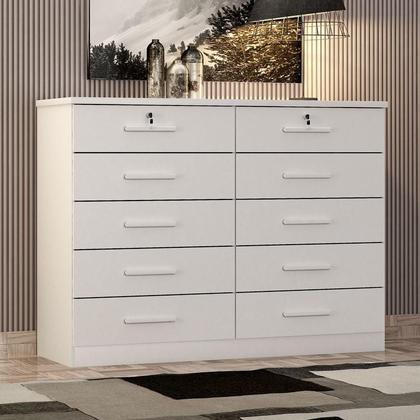 Imagem de Guarda Roupa Casal Palazzo com Espelho e Gaveteiro Milão com Chave Neve - Novo Horizonte