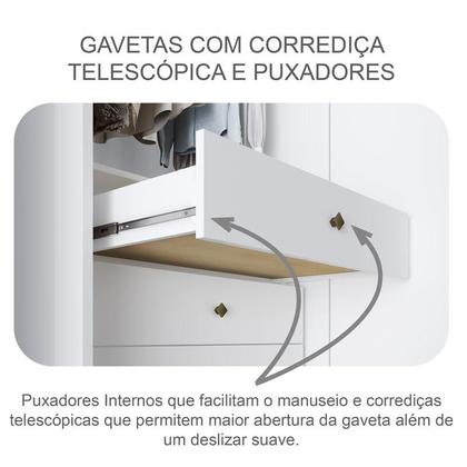 Imagem de Guarda Roupa Casal Palazzo com Espelho e Gaveteiro Milão com Chave Neve - Novo Horizonte