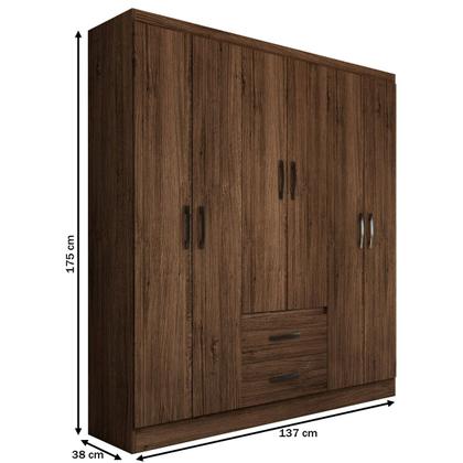 Imagem de Guarda-Roupa Casal Panamá 6 Portas 2 Gavetas Castanho - Panorama Móveis