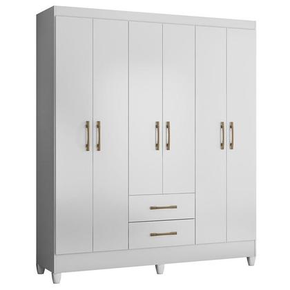 Imagem de Guarda Roupa Casal Panamá e Armário Multiuso Jade Branco Brilho  Moval
