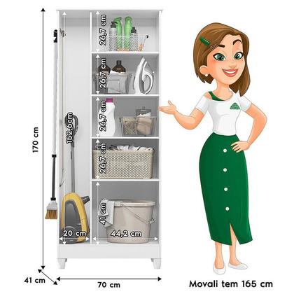 Imagem de Guarda Roupa Casal Panamá e Armário Multiuso Jade Branco Brilho  Moval