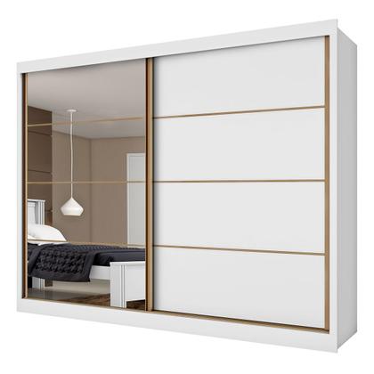 Imagem de Guarda-Roupa Casal Paris 2 Portas 6 Gavetas Espelhado 100% MDF Branco - Panorama Móveis