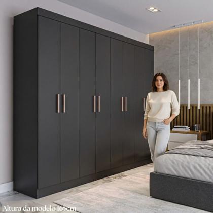 Imagem de Guarda Roupa Casal Paris 8 Portas MDP Preto Fosco Maxel
