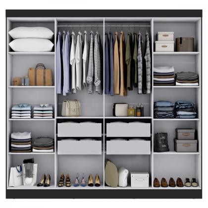 Imagem de Guarda Roupa Casal Paris 8 Portas MDP Preto Fosco Maxel