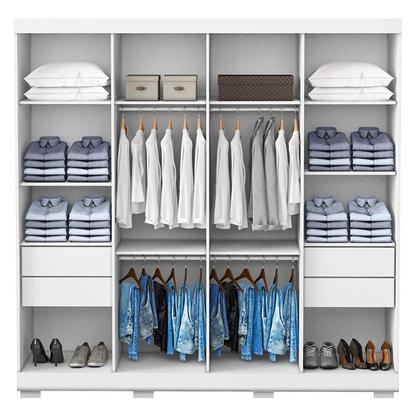 Imagem de Guarda Roupa Casal Porto 8 Portas 4 Gavetas com Cômoda Sapateira Londres e Armário Multiuso 2 Portas 2000191 Branco Brilho  Aramóveis