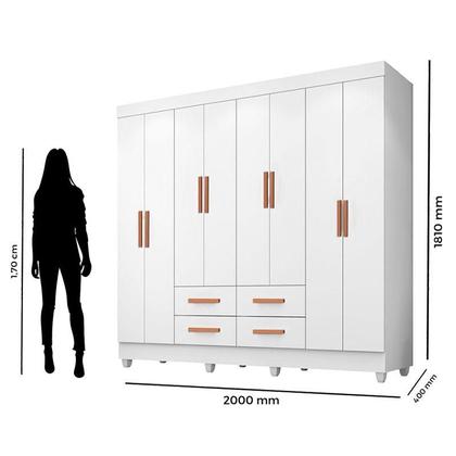 Imagem de Guarda Roupa Casal Porto 8 Portas Branco - Móveis Leão