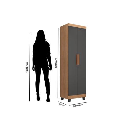 Imagem de Guarda Roupa Casal Porto 8 Portas e Armário Multiuso Lite Nature Cinza  Móveis Leão