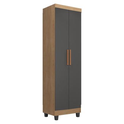 Imagem de Guarda Roupa Casal Porto 8 Portas e Armário Multiuso Lite Nature Cinza  Móveis Leão