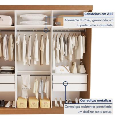 Imagem de Guarda Roupa Casal Premium Isabela 205,9cm com Espelho 3 Portas 4 Gavetas Minastex