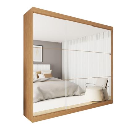 Imagem de Guarda Roupa Casal Premium Rennes 205,9cm com Espelho 3 Portas 4 Gavetas Yescasa Marrom/Carvalho