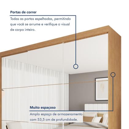 Imagem de Guarda Roupa Casal Premium Rennes 205,9cm com Espelho 3 Portas 4 Gavetas Yescasa Marrom/Carvalho