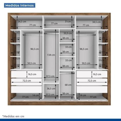 Imagem de Guarda Roupa Casal Ravena Com 9 Espelhos 3 Portas Minastex