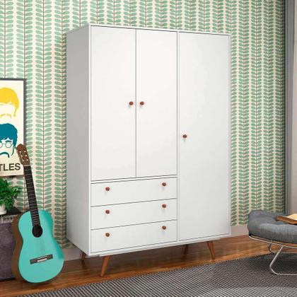 Guarda-Roupa Casal Retrô Plus 3 PT 3 GV Branco Acetinado - Mobly Imagem de Guarda-Roupa Casal Retrô Plus 3 PT 3 GV Branco Acetinado