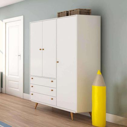 Guarda-Roupa Casal Retrô Plus 3 PT 3 GV Branco Acetinado - Mobly Imagem de Guarda-Roupa Casal Retrô Plus 3 PT 3 GV Branco Acetinado