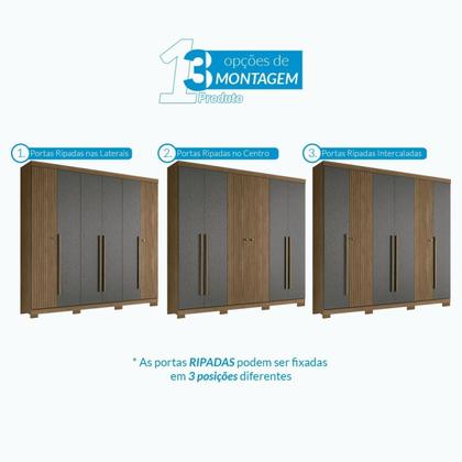 Imagem de Guarda Roupa Casal Ripado 6 Portas 4 Gavetas Antony com Pés