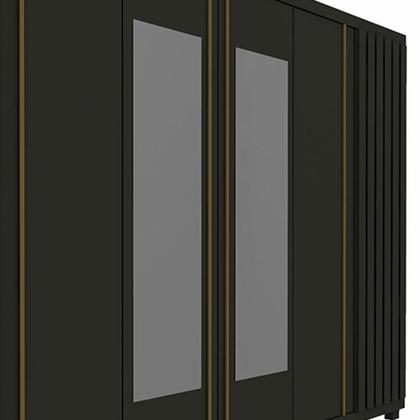 Imagem de Guarda Roupa Casal Ripado 6 Portas 4 Gavetas com Espelho Absolut New 100% MDF