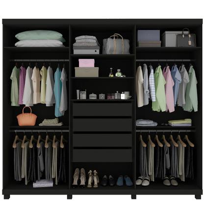 Imagem de Guarda Roupa Casal Ripado 6 Portas 4 Gavetas com Espelho Absolut New 100% MDF