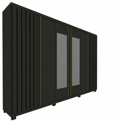Imagem de Guarda Roupa Casal Ripado 6 Portas 4 Gavetas com Espelho Absolut New 100% MDF
