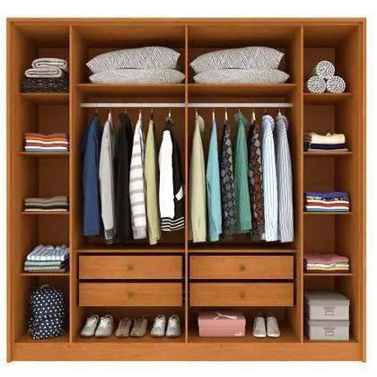 Imagem de Guarda Roupa Casal Ripado 6 Portas Guarani Tcil Cor Cinamomo