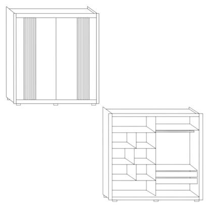 Imagem de Guarda Roupa Casal Ripado com Espelho 2 Portas de Correr com Pés Tokyo Faimec