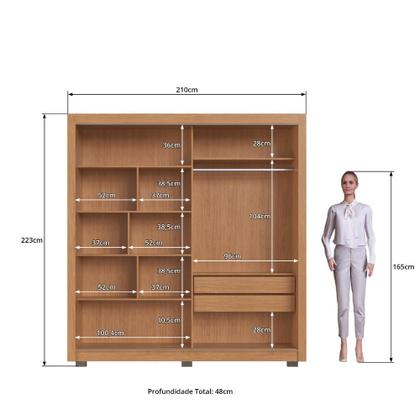 Imagem de Guarda Roupa Casal Ripado com Espelho 2 Portas de Correr com Pés Tokyo Faimec