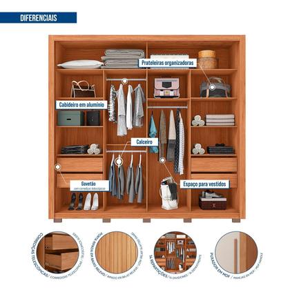 Imagem de Guarda-roupa Casal Ripado com Espelhos 2 Portas e 4 Gavetas Suburban Gold Espresso Móveis