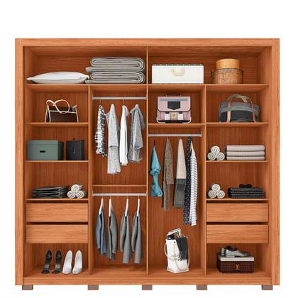 Imagem de Guarda-roupa Casal Ripado com Espelhos 2 Portas e 4 Gavetas Suburban Gold Espresso Móveis