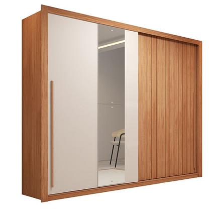 Imagem de Guarda-roupa Casal Ripado com Espelhos 2 Portas e 4 Gavetas Suburban Gold Espresso Móveis