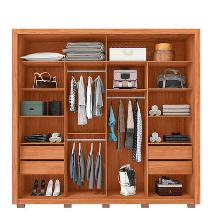 Imagem de Guarda-roupa Casal Ripado com Espelhos 2 Portas e 4 Gavetas Suburban Gold Espresso Móveis