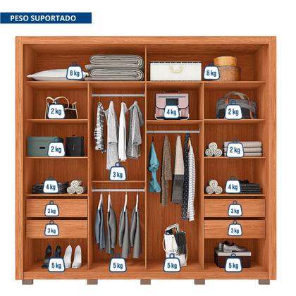 Imagem de Guarda-roupa Casal Ripado com Espelhos 2 Portas e 4 Gavetas Suburban Gold Espresso Móveis