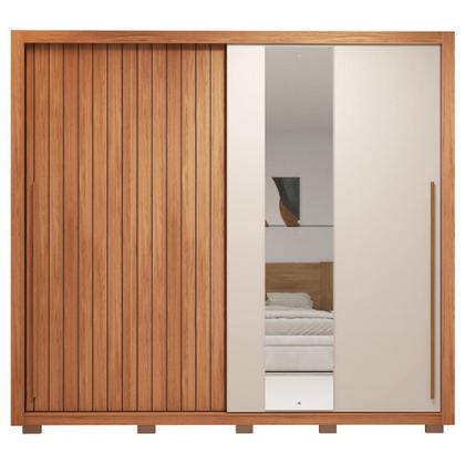 Imagem de Guarda-roupa Casal Ripado com Espelhos 2 Portas e 4 Gavetas Suburban Gold Espresso Móveis