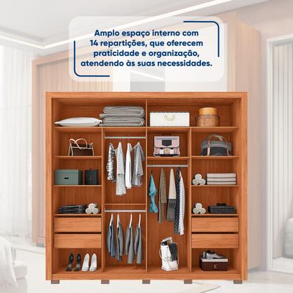 Imagem de Guarda-roupa Casal Ripado com Espelhos 2 Portas e 4 Gavetas Suburban Gold Espresso Móveis
