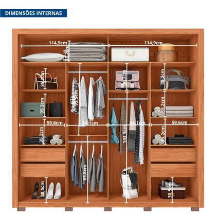 Imagem de Guarda-roupa Casal Ripado com Espelhos 2 Portas e 4 Gavetas Suburban Gold Espresso Móveis