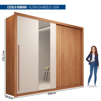 Imagem de Guarda-roupa Casal Ripado com Espelhos 2 Portas e 4 Gavetas Suburban Gold Espresso Móveis