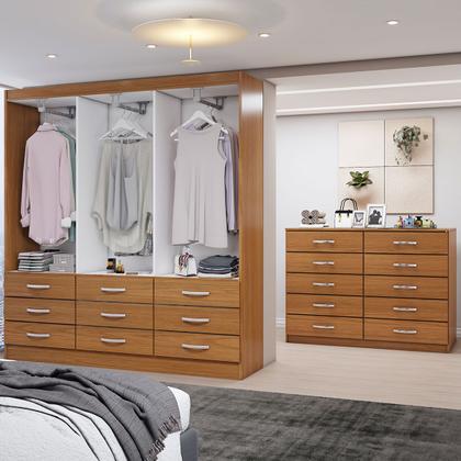 Imagem de Guarda-Roupa Casal Ruby 6 Portas 9 Gavetas com Cômoda 10 Gavetas Cinamomo - Panorama Móveis