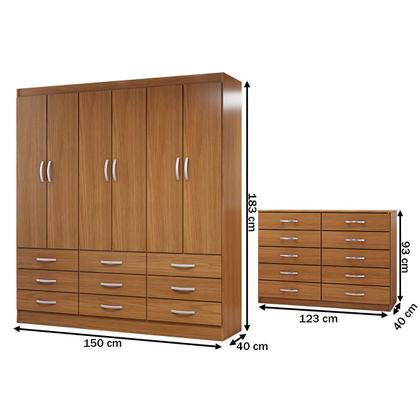 Imagem de Guarda-Roupa Casal Ruby 6 Portas 9 Gavetas com Cômoda 10 Gavetas Cinamomo - Panorama Móveis