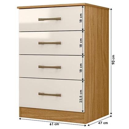 Imagem de Guarda Roupa Casal San Lorenzo com Espelho e Cômoda MS913 Freijó Off White  Moval