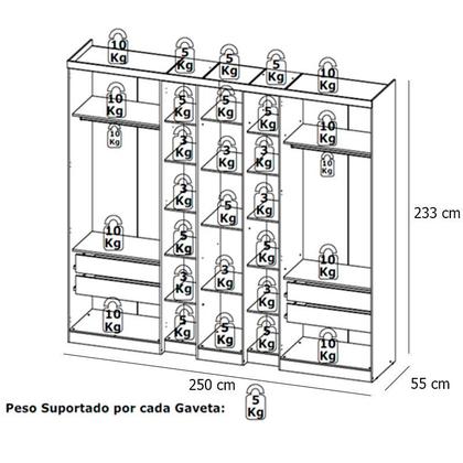 Imagem de Guarda Roupa Casal Selecto Glass 7 Portas Rustic Off White Acetinado e Cabeceira Formosa Glass Rustic -THB