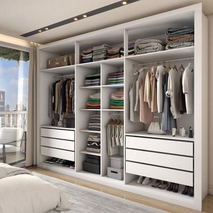 Imagem de Guarda-Roupa Casal Severo 6 Portas 6 Gavetas com Espelho Branco - Panorama Móveis