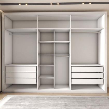 Imagem de Guarda-Roupa Casal Severo 6 Portas 6 Gavetas com Espelho Branco - Panorama Móveis